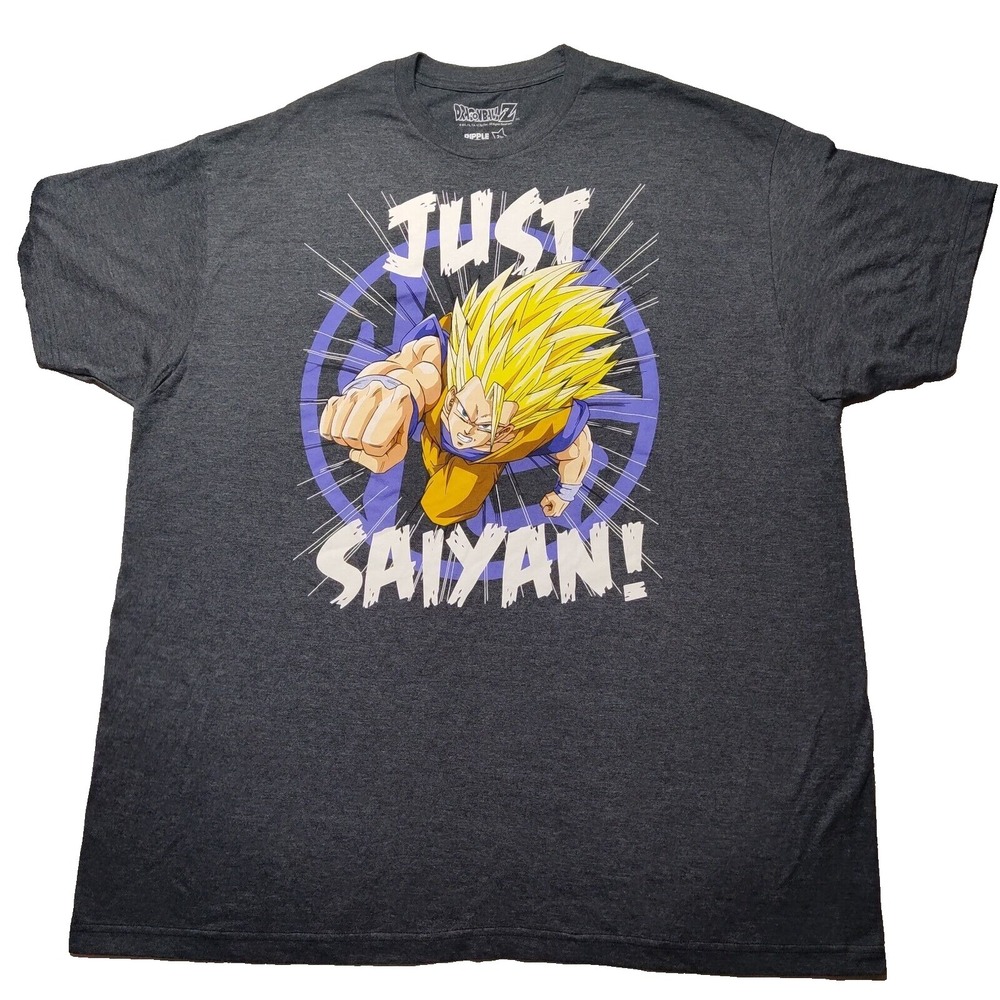 DRAGONBALLZ Men Size Big 2X JUST SAIYAN! Charcoal Short Sleeve T-Shirt